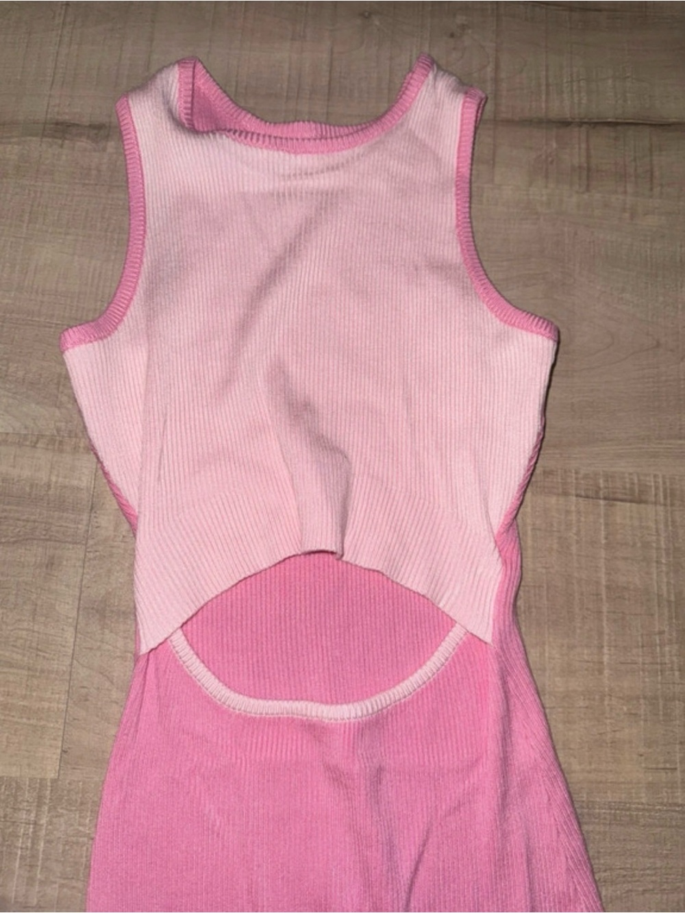 Women’s Pink Ribbed One-Piece Tank Dress